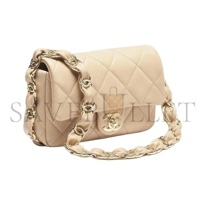 CHANEL DOUBLE C THICK CHAIN FLAP UNDERARM BAG AS5174 (21*13*7cm)